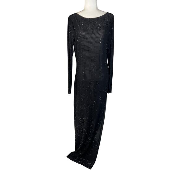 NWT Meshki size xxl black sevana diamante whimsigoth long sleeve mesh dress - Picture 1 of 9